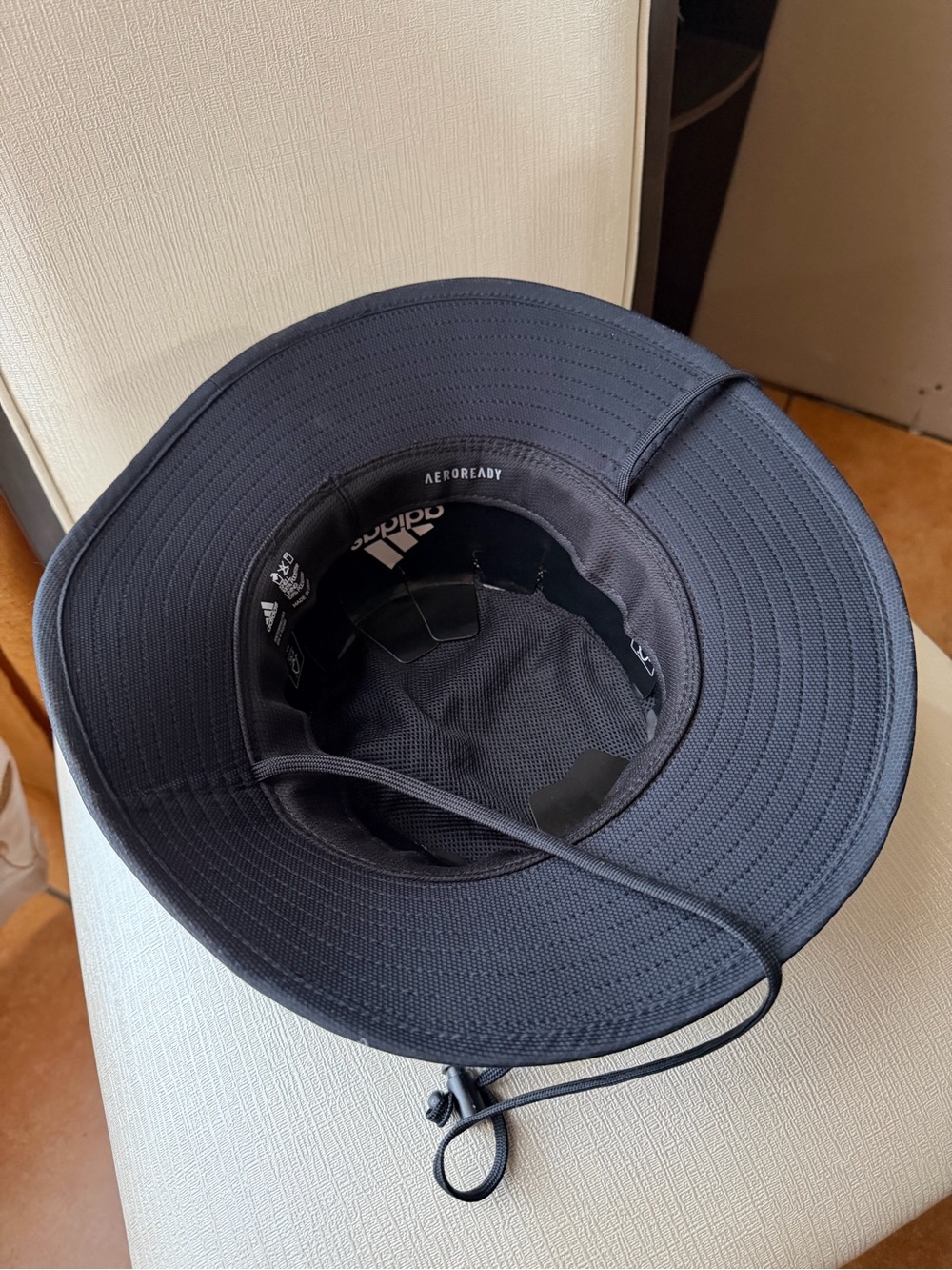 adidas Black Aeroready Wide-Brim Bucket Hat with Chin Strap